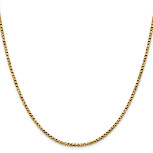 2.4mm 14k Yellow Gold Diamond Cut Round Box Chain Necklace, 18 Inch - Picture 3 of 8